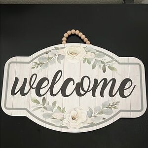 Floral Welcome Sign with Beaded Hanger